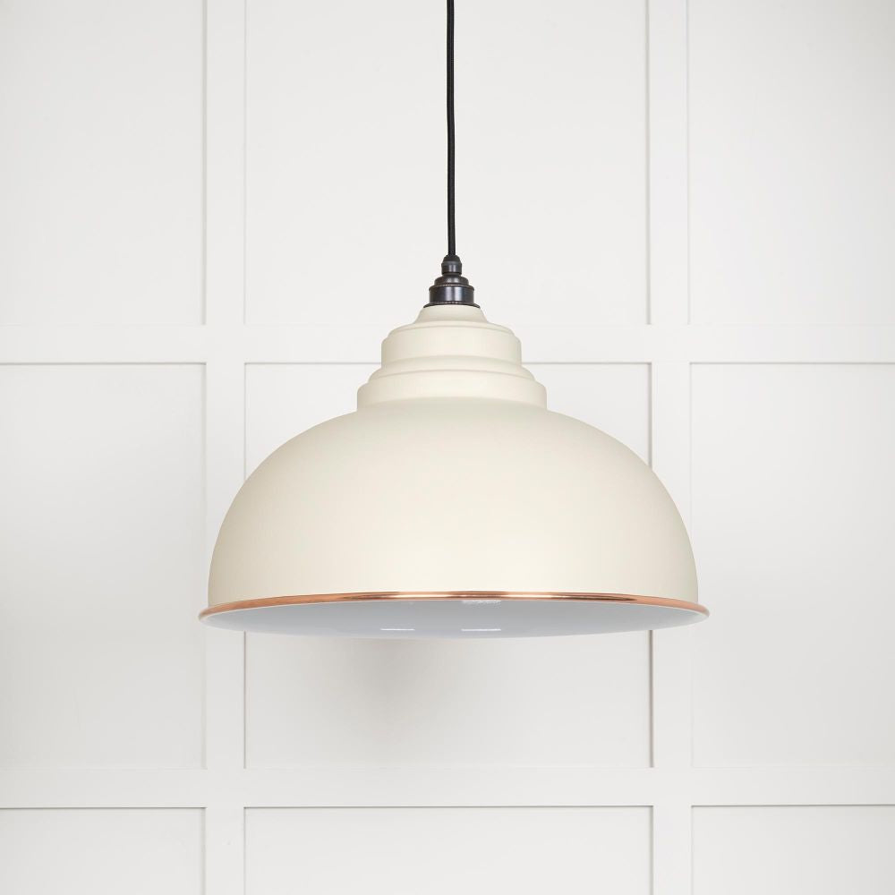 This is an image showing From The Anvil - White Gloss Harborne Pendant in Teasel available from trade door handles, quick delivery and discounted prices