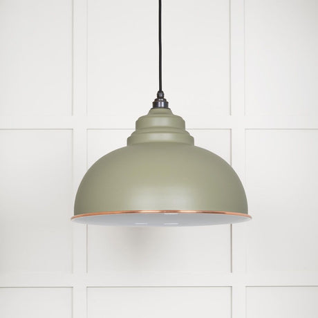 This is an image showing From The Anvil - White Gloss Harborne Pendant in Tump available from trade door handles, quick delivery and discounted prices