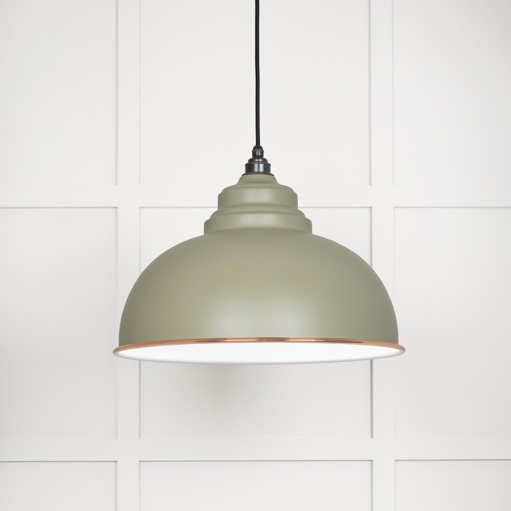 This is an image showing From The Anvil - White Gloss Harborne Pendant in Tump available from trade door handles, quick delivery and discounted prices