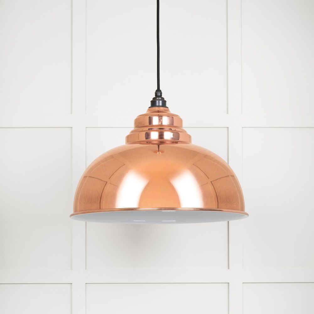 This is an image showing From The Anvil - White Gloss Harborne Pendant in Copper available from trade door handles, quick delivery and discounted prices