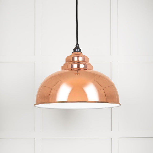 This is an image showing From The Anvil - White Gloss Harborne Pendant in Copper available from trade door handles, quick delivery and discounted prices