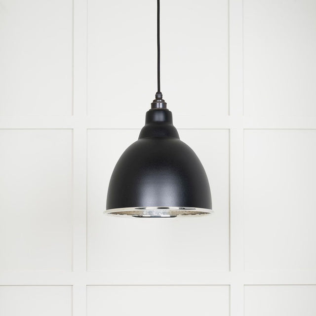 This is an image showing From The Anvil - Hammered Nickel Brindley Pendant in Elan Black available from trade door handles, quick delivery and discounted prices