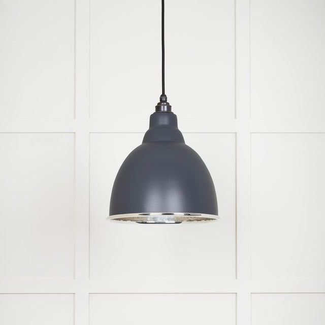 This is an image showing From The Anvil - Hammered Nickel Brindley Pendant in Slate available from trade door handles, quick delivery and discounted prices