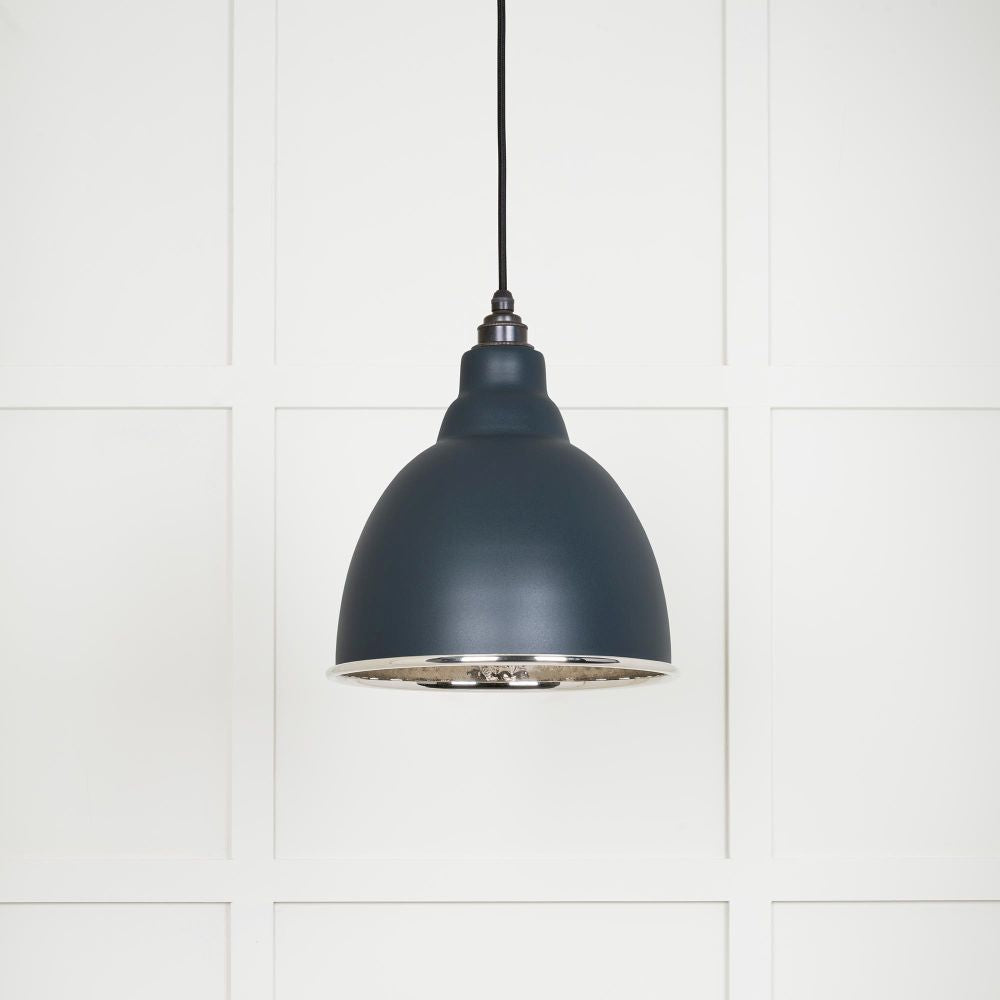 This is an image showing From The Anvil - Hammered Nickel Brindley Pendant in Soot available from trade door handles, quick delivery and discounted prices