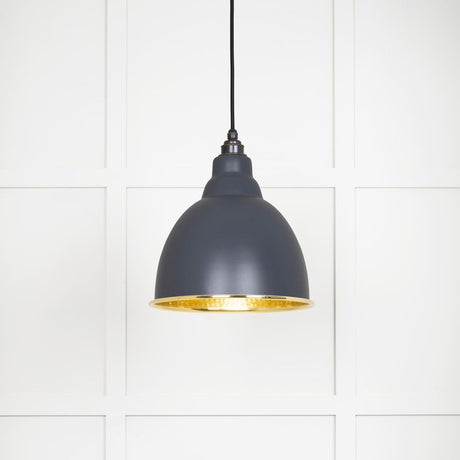 This is an image showing From The Anvil - Hammered Brass Brindley Pendant in Slate available from trade door handles, quick delivery and discounted prices