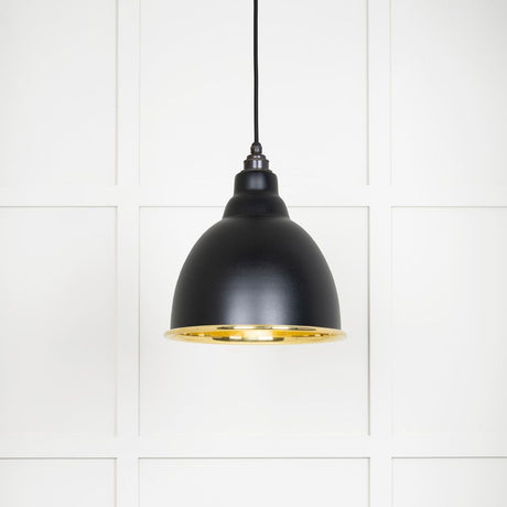 This is an image showing From The Anvil - Smooth Brass Brindley Pendant in Elan Black available from trade door handles, quick delivery and discounted prices