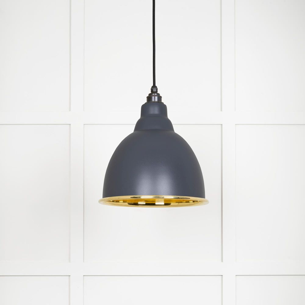 This is an image showing From The Anvil - Smooth Brass Brindley Pendant in Slate available from trade door handles, quick delivery and discounted prices