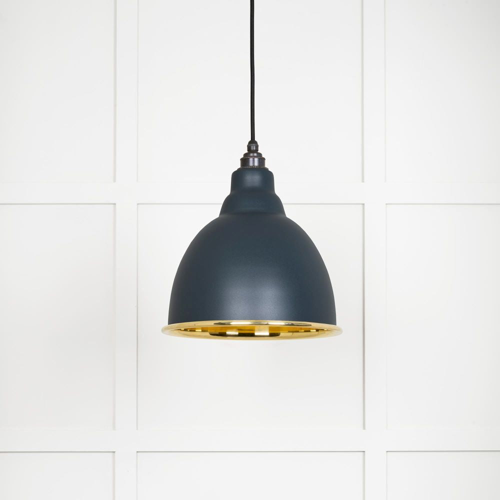 This is an image showing From The Anvil - Smooth Brass Brindley Pendant in Soot available from trade door handles, quick delivery and discounted prices