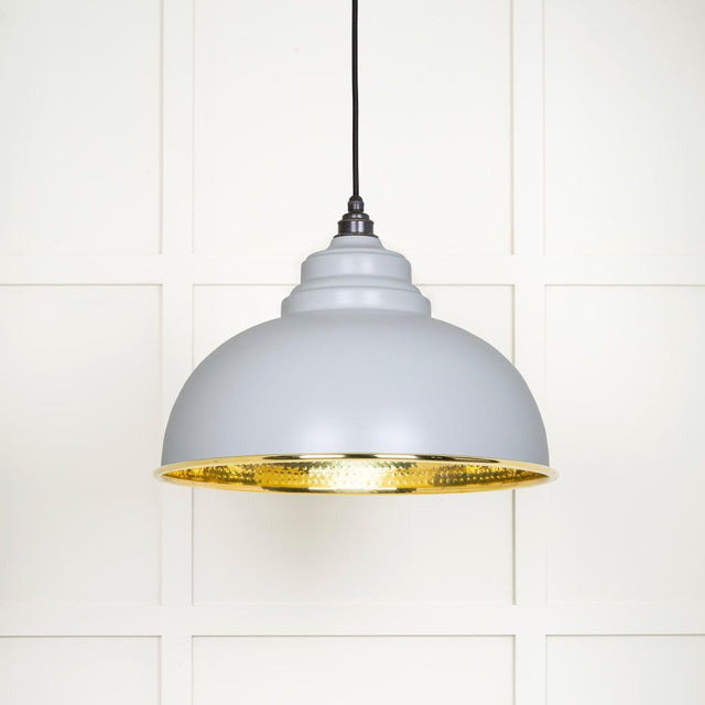 This is an image showing From The Anvil - Hammered Brass Harborne Pendant in Birch available from trade door handles, quick delivery and discounted prices