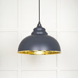 This is an image showing From The Anvil - Hammered Brass Harborne Pendant in Slate available from trade door handles, quick delivery and discounted prices