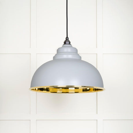 This is an image showing From The Anvil - Smooth Brass Harborne Pendant in Birch available from trade door handles, quick delivery and discounted prices