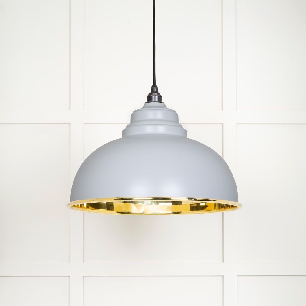 This is an image showing From The Anvil - Smooth Brass Harborne Pendant in Birch available from trade door handles, quick delivery and discounted prices