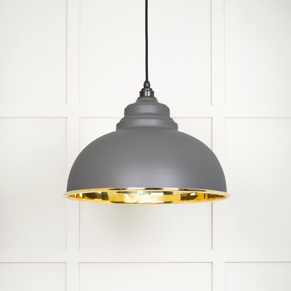 This is an image showing From The Anvil - Smooth Brass Harborne Pendant in Bluff available from trade door handles, quick delivery and discounted prices