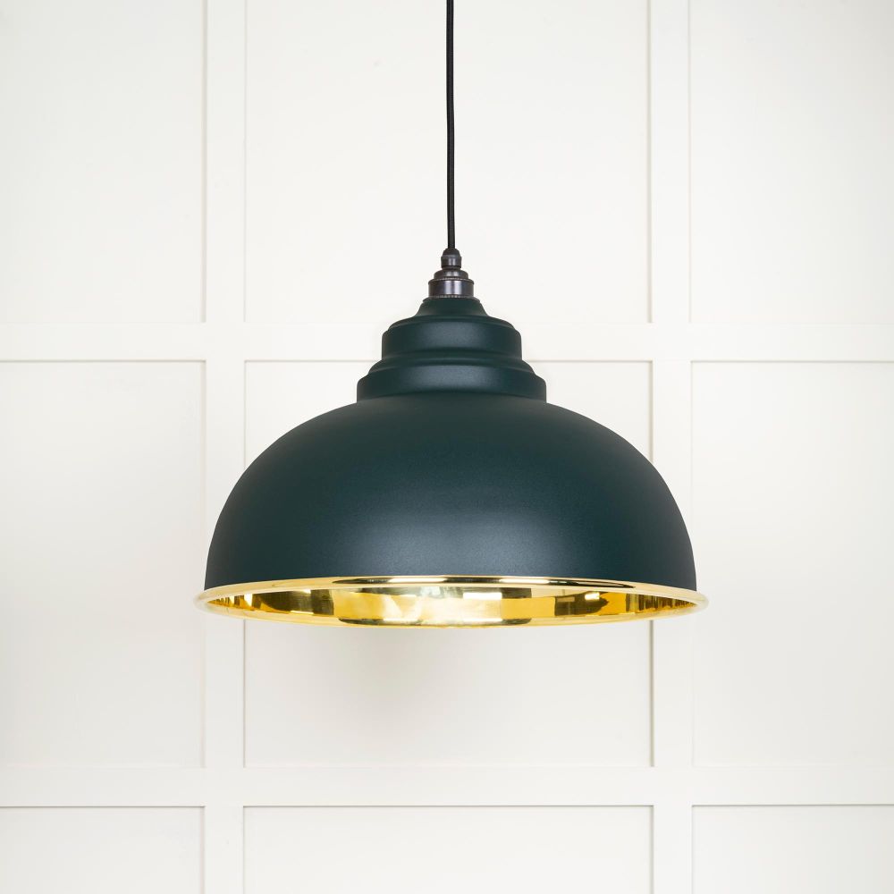 This is an image showing From The Anvil - Smooth Brass Harborne Pendant in Dingle available from trade door handles, quick delivery and discounted prices