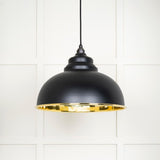 This is an image showing From The Anvil - Smooth Brass Harborne Pendant in Elan Black available from trade door handles, quick delivery and discounted prices