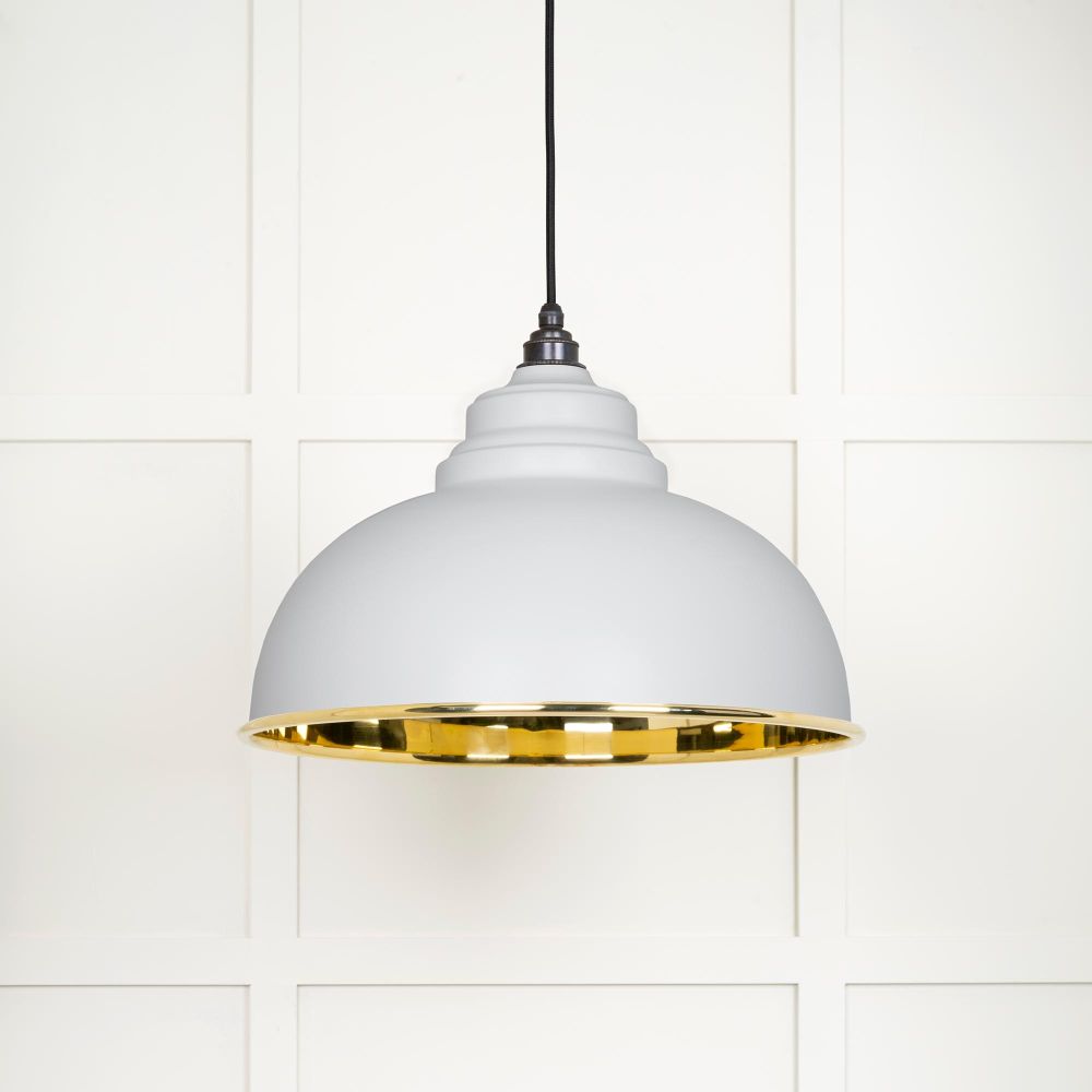 This is an image showing From The Anvil - Smooth Brass Harborne Pendant in Flock available from trade door handles, quick delivery and discounted prices