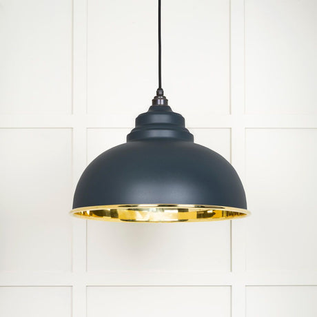 This is an image showing From The Anvil - Smooth Brass Harborne Pendant in Soot available from trade door handles, quick delivery and discounted prices