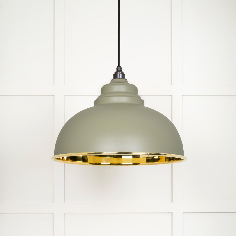 This is an image showing From The Anvil - Smooth Brass Harborne Pendant in Tump available from trade door handles, quick delivery and discounted prices