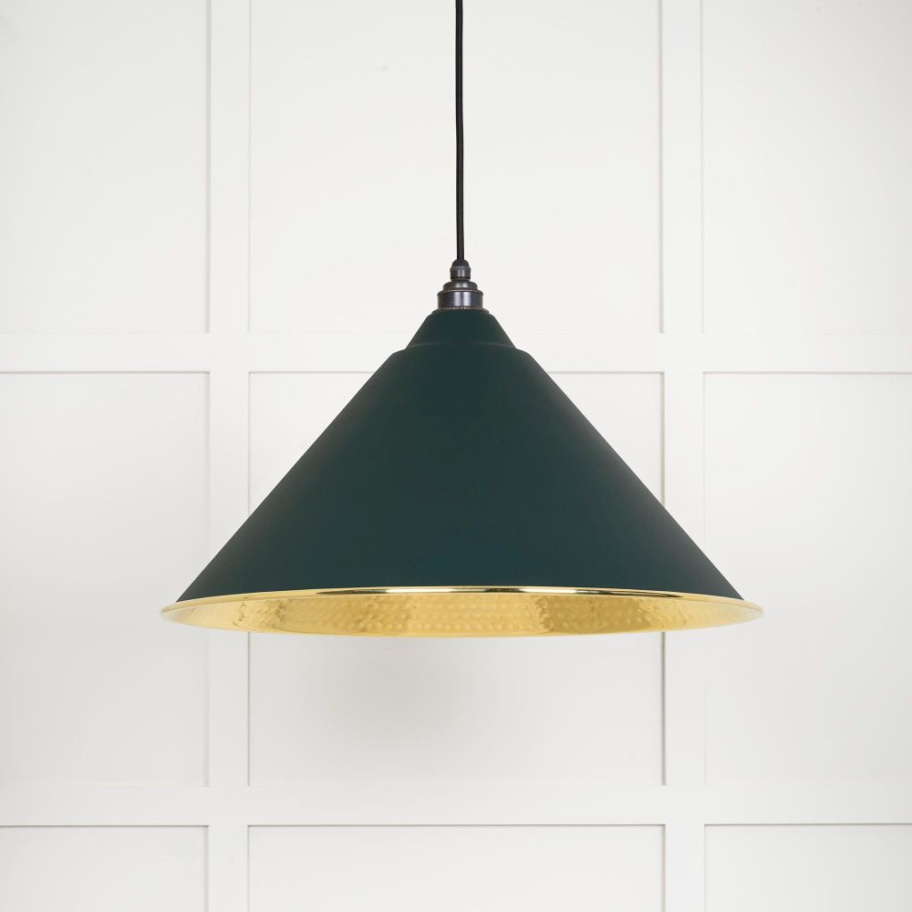 This is an image showing From The Anvil - Hammered Brass Hockley Pendant in Dingle available from trade door handles, quick delivery and discounted prices