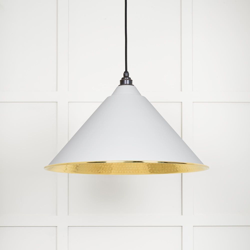 This is an image showing From The Anvil - Hammered Brass Hockley Pendant in Flock available from trade door handles, quick delivery and discounted prices