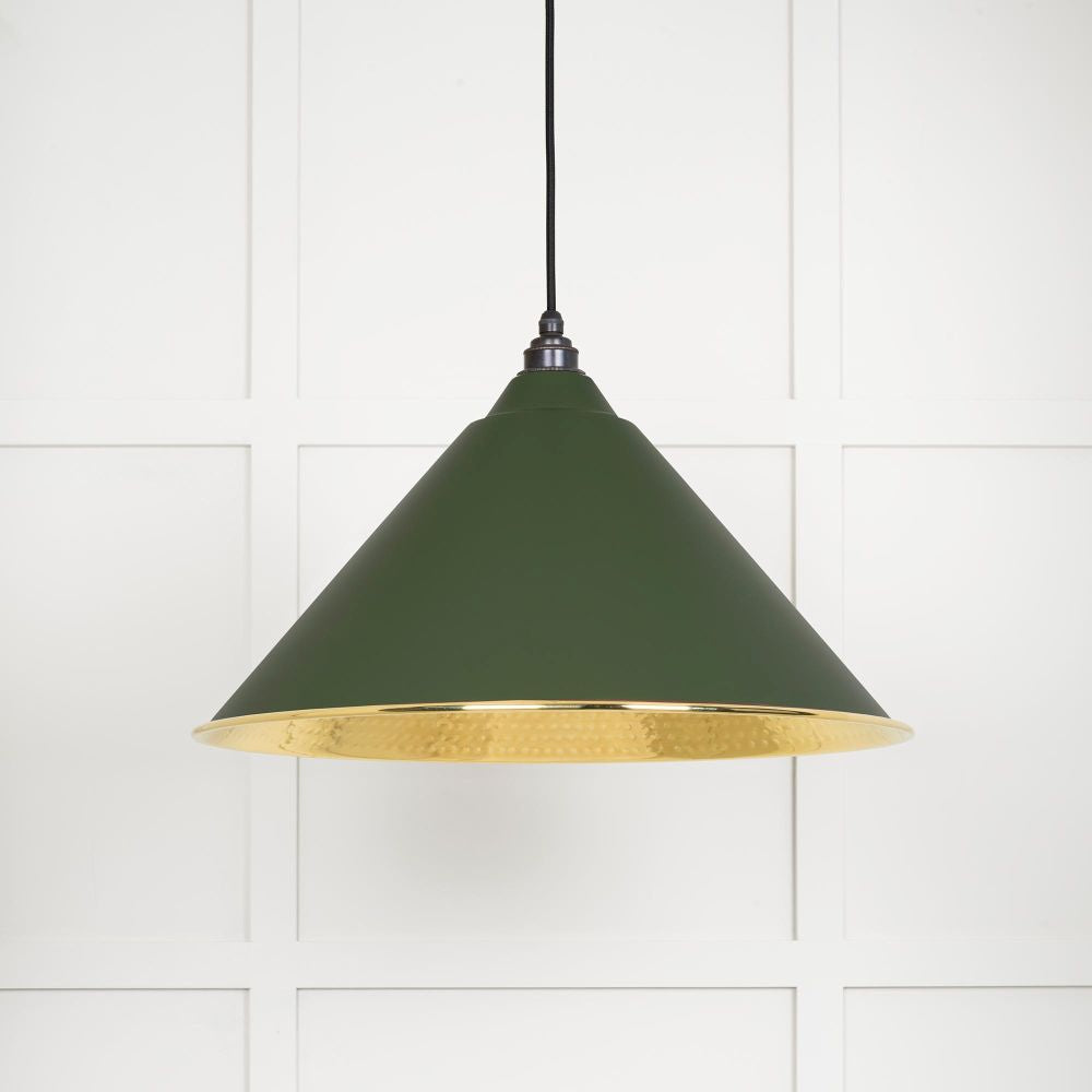 This is an image showing From The Anvil - Hammered Brass Hockley Pendant in Heath available from trade door handles, quick delivery and discounted prices