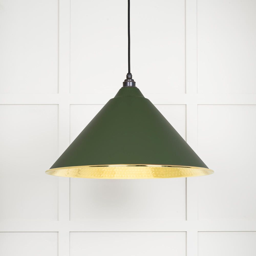 This is an image showing From The Anvil - Hammered Brass Hockley Pendant in Heath available from trade door handles, quick delivery and discounted prices