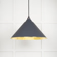 This is an image showing From The Anvil - Hammered Brass Hockley Pendant in Slate available from trade door handles, quick delivery and discounted prices