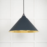 This is an image showing From The Anvil - Hammered Brass Hockley Pendant in Soot available from trade door handles, quick delivery and discounted prices