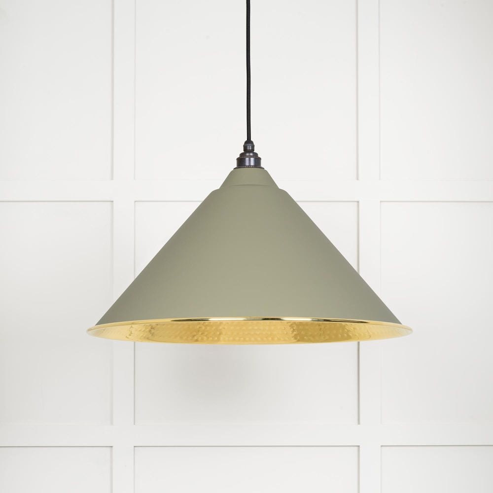 This is an image showing From The Anvil - Hammered Brass Hockley Pendant in Tump available from trade door handles, quick delivery and discounted prices