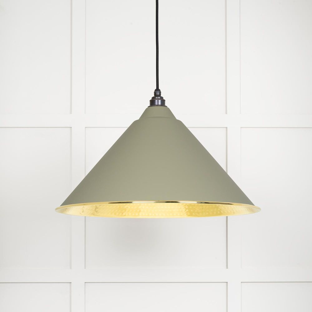 This is an image showing From The Anvil - Hammered Brass Hockley Pendant in Tump available from trade door handles, quick delivery and discounted prices