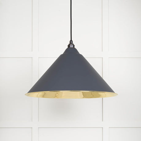 This is an image showing From The Anvil - Smooth Brass Hockley Pendant in Slate available from trade door handles, quick delivery and discounted prices