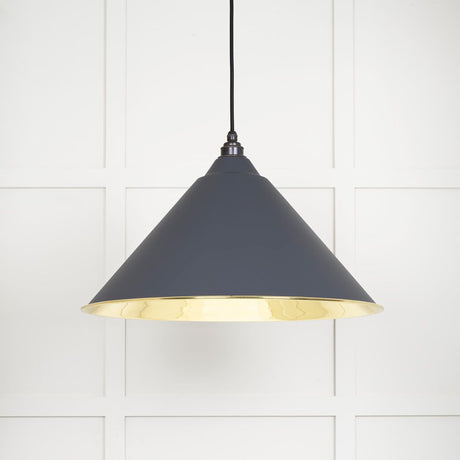This is an image showing From The Anvil - Smooth Brass Hockley Pendant in Slate available from trade door handles, quick delivery and discounted prices