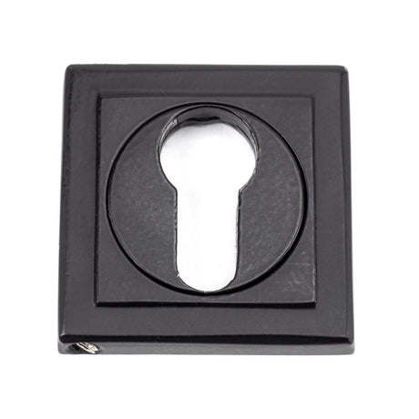 This is an image showing From The Anvil - Matt Black Round Euro Escutcheon (Square) available from trade door handles, quick delivery and discounted prices