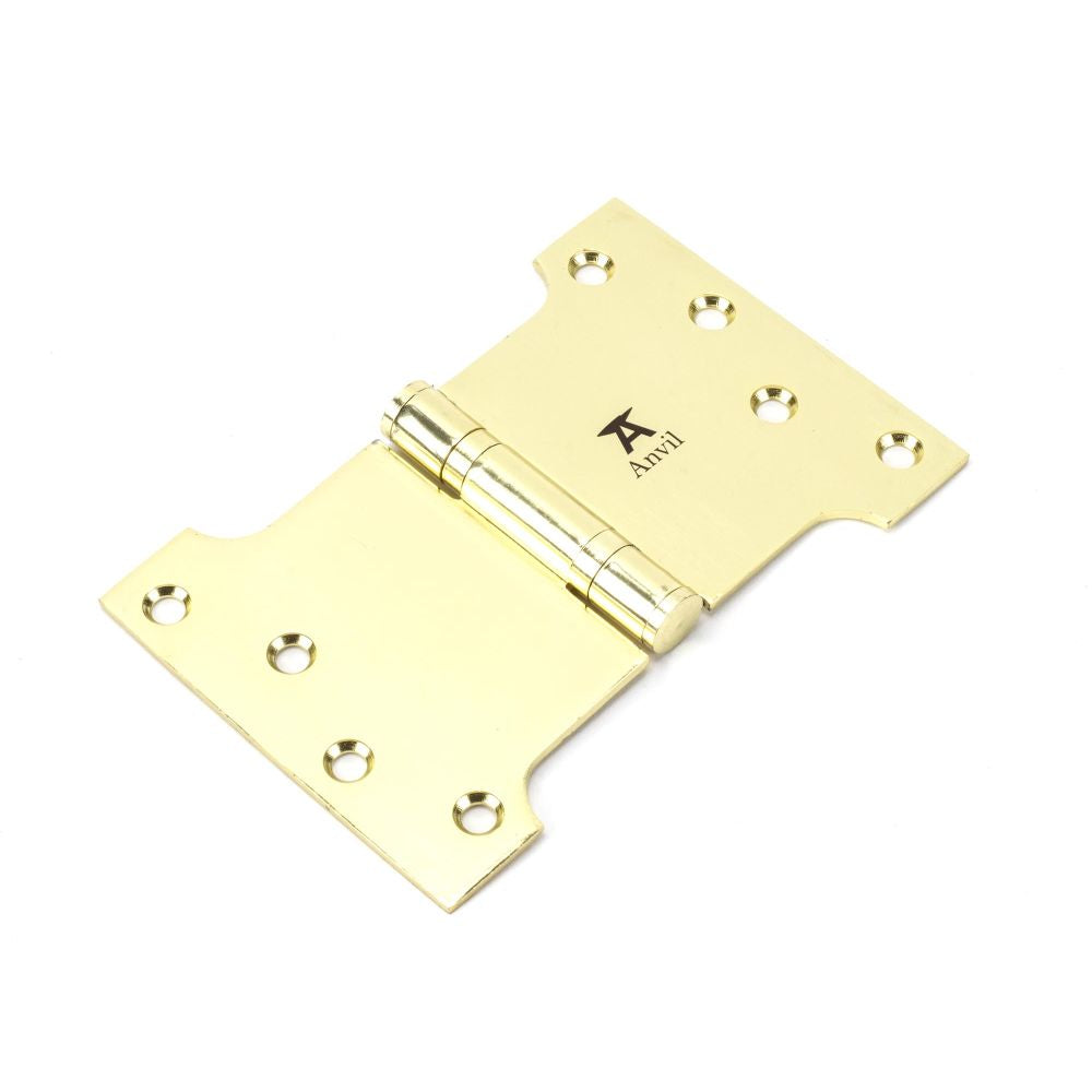 This is an image showing From The Anvil - Polished Brass 4" x 4" x 6"  Parliament Hinge (pair) ss available from trade door handles, quick delivery and discounted prices