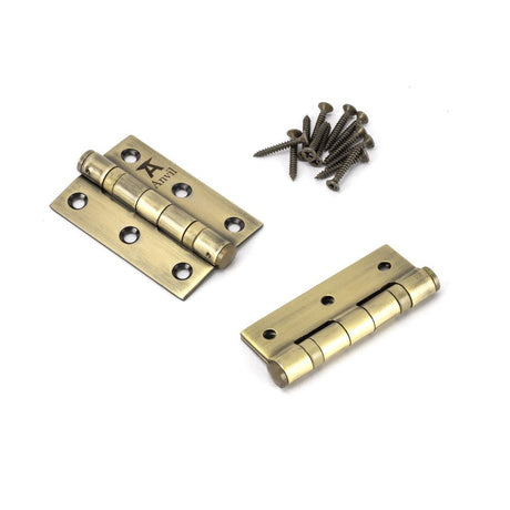 High quality image of From The Anvil - Aged Brass 3" Ball Bearing Butt Hinge (pair) ss | Sku. 49569 | Trade Door Handles, Kendal.