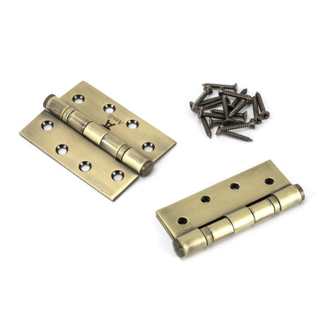 High quality image of From The Anvil - Aged Brass 4" Ball Bearing Butt Hinge (pair) ss | Sku. 49570 | Trade Door Handles, Kendal.