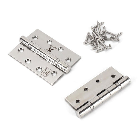 This is an image showing From The Anvil - Polished SS 4" Ball Bearing Butt Hinge (pair) available from trade door handles, quick delivery and discounted prices