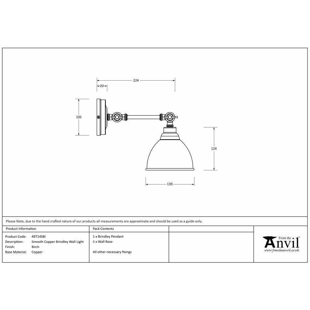 This is an image showing From The Anvil - Smooth Copper Brindley Wall Light in Birch available from trade door handles, quick delivery and discounted prices