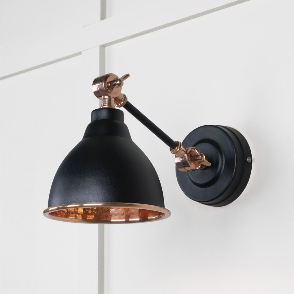 This is an image showing From The Anvil - Hammered Copper Brindley Wall Light in Elan Black available from trade door handles, quick delivery and discounted prices