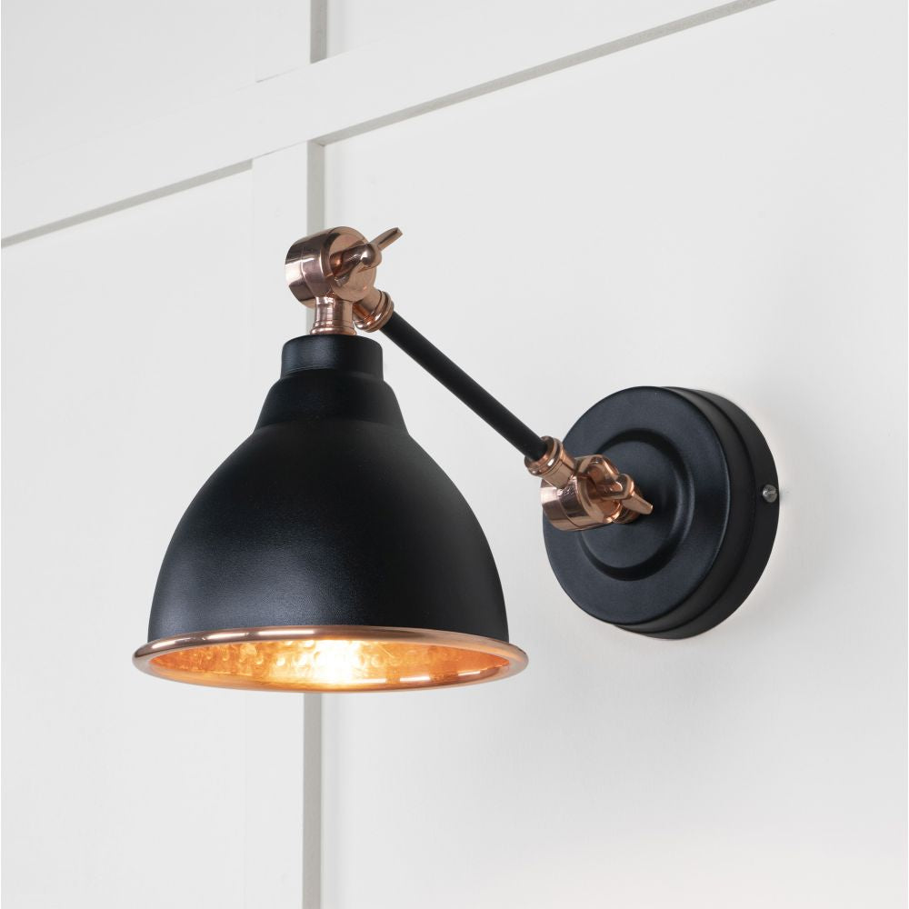 This is an image showing From The Anvil - Hammered Copper Brindley Wall Light in Elan Black available from trade door handles, quick delivery and discounted prices