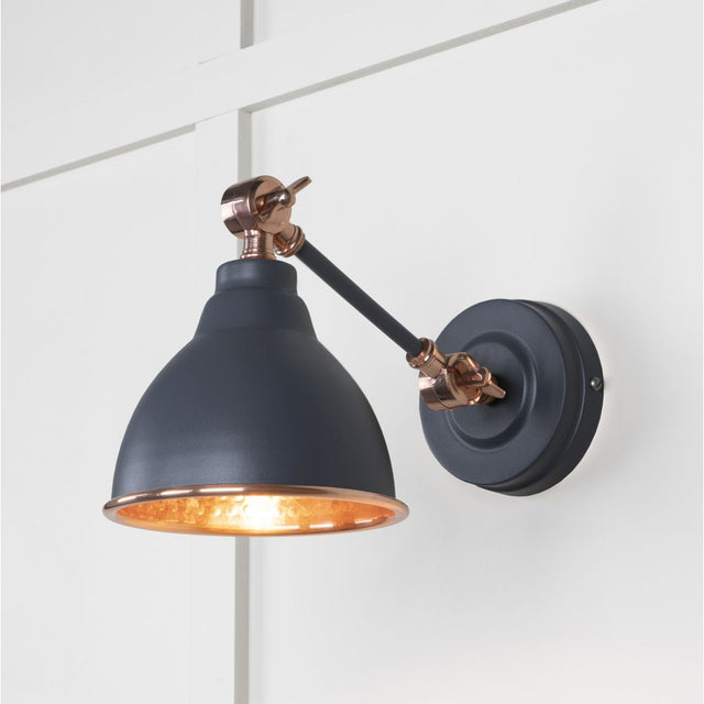 This is an image showing From The Anvil - Hammered Copper Brindley Wall Light in Slate available from trade door handles, quick delivery and discounted prices