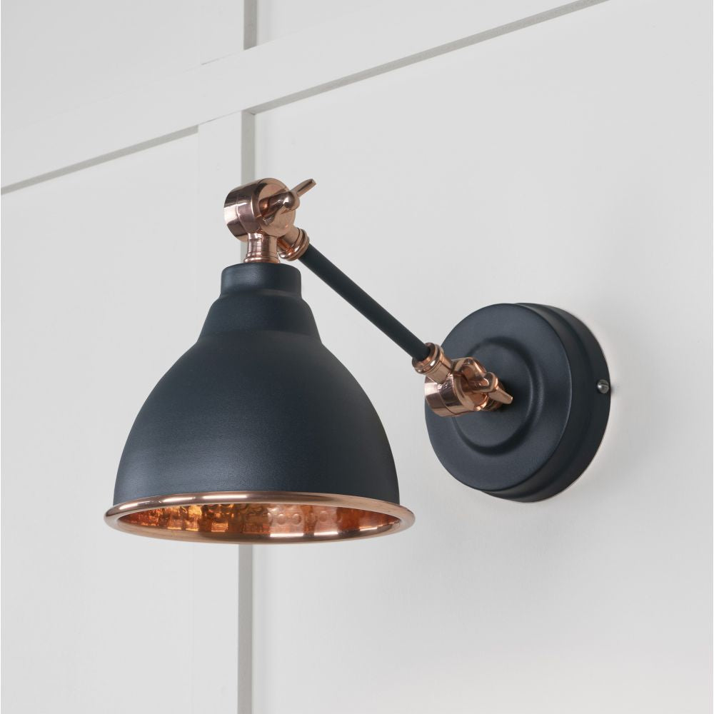 This is an image showing From The Anvil - Hammered Copper Brindley Wall Light in Soot available from trade door handles, quick delivery and discounted prices