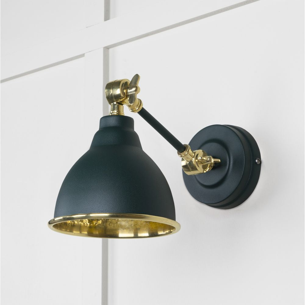 This is an image showing From The Anvil - Hammered Brass Brindley Wall Light in Dingle available from trade door handles, quick delivery and discounted prices