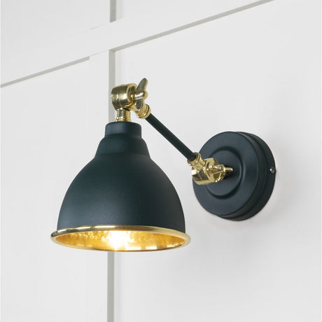 This is an image showing From The Anvil - Hammered Brass Brindley Wall Light in Dingle available from trade door handles, quick delivery and discounted prices