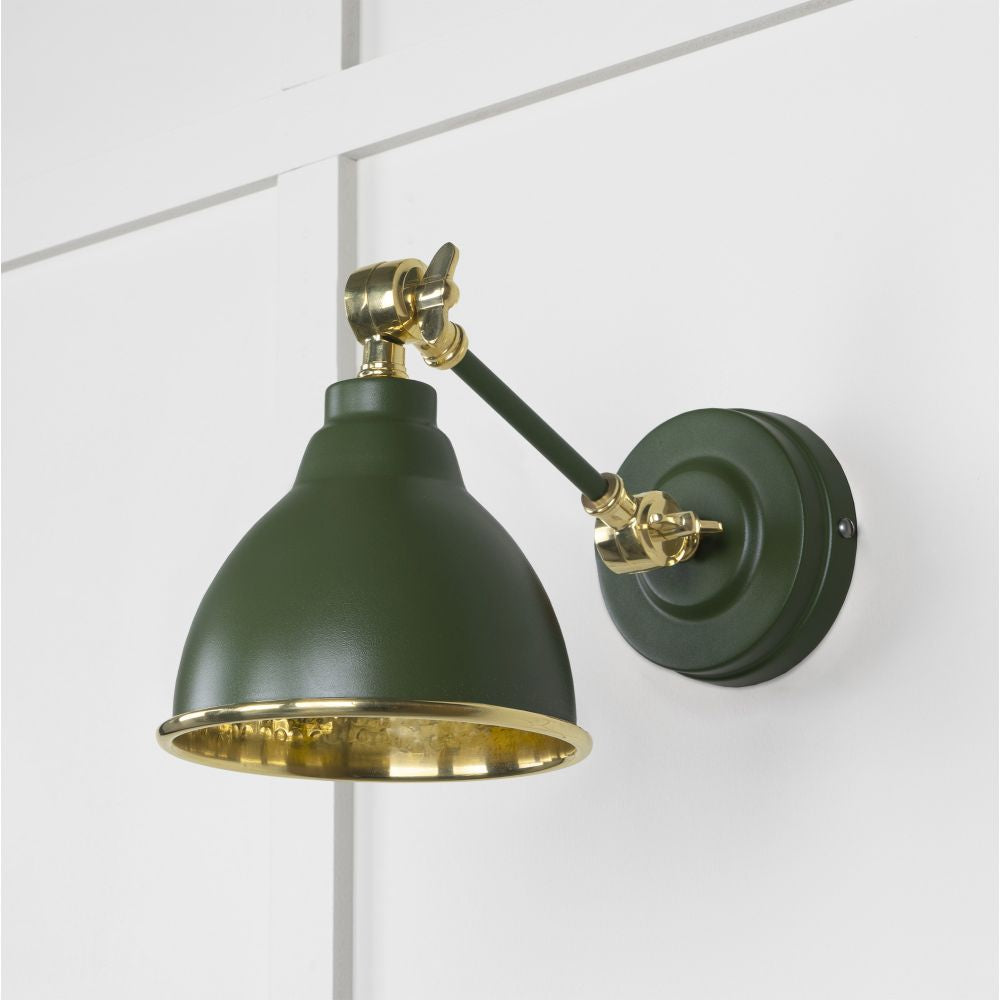 This is an image showing From The Anvil - Hammered Brass Brindley Wall Light in Heath available from trade door handles, quick delivery and discounted prices