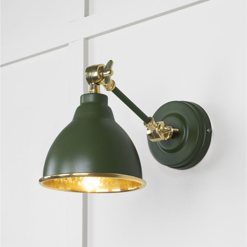 This is an image showing From The Anvil - Hammered Brass Brindley Wall Light in Heath available from trade door handles, quick delivery and discounted prices