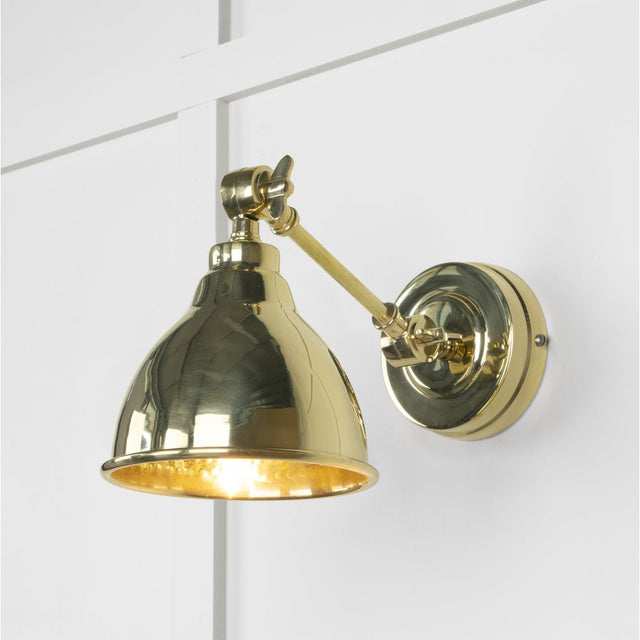 This is an image showing From The Anvil - Hammered Brass Brindley Wall Light available from trade door handles, quick delivery and discounted prices