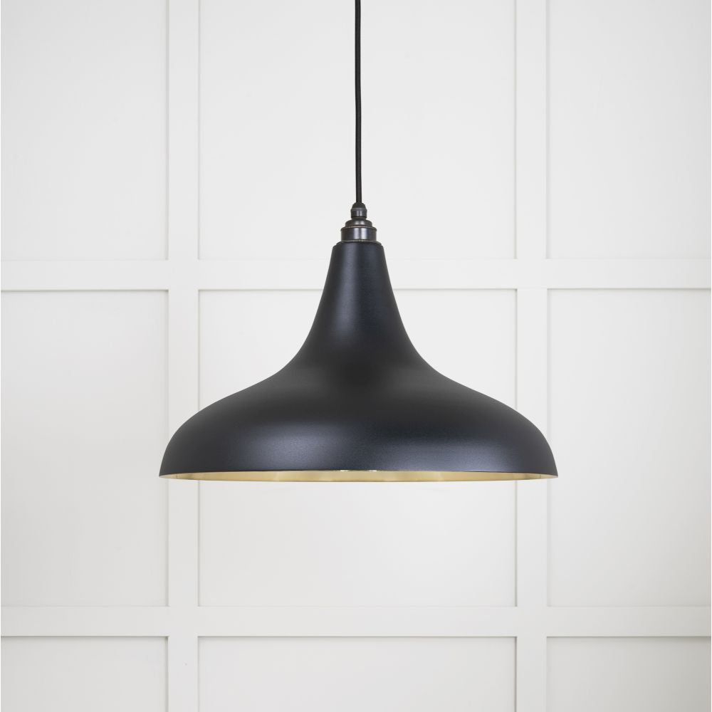 This is an image showing From The Anvil - Smooth Brass Frankley Pendant in Elan Black available from trade door handles, quick delivery and discounted prices