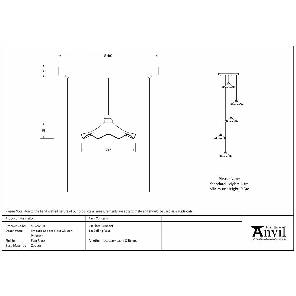 This is an image showing From The Anvil - Smooth Copper Flora Cluster Pendant in Elan Black available from trade door handles, quick delivery and discounted prices