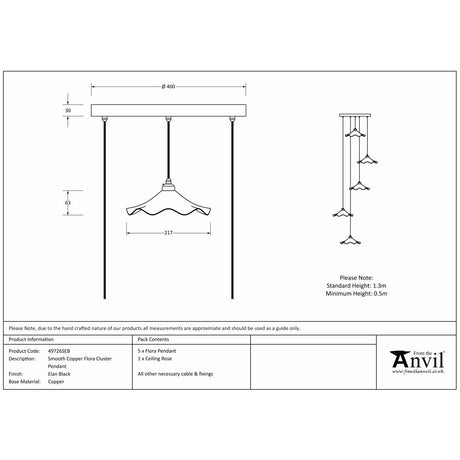 This is an image showing From The Anvil - Smooth Copper Flora Cluster Pendant in Elan Black available from trade door handles, quick delivery and discounted prices